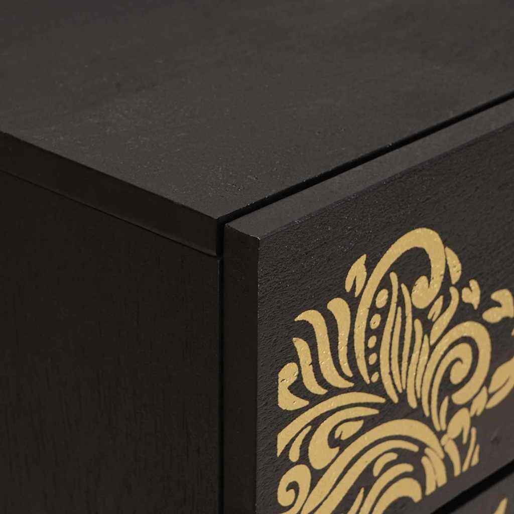 Comodino con porta Nero 50 x 33 x 60 cm Legno di mango massello | homemem39