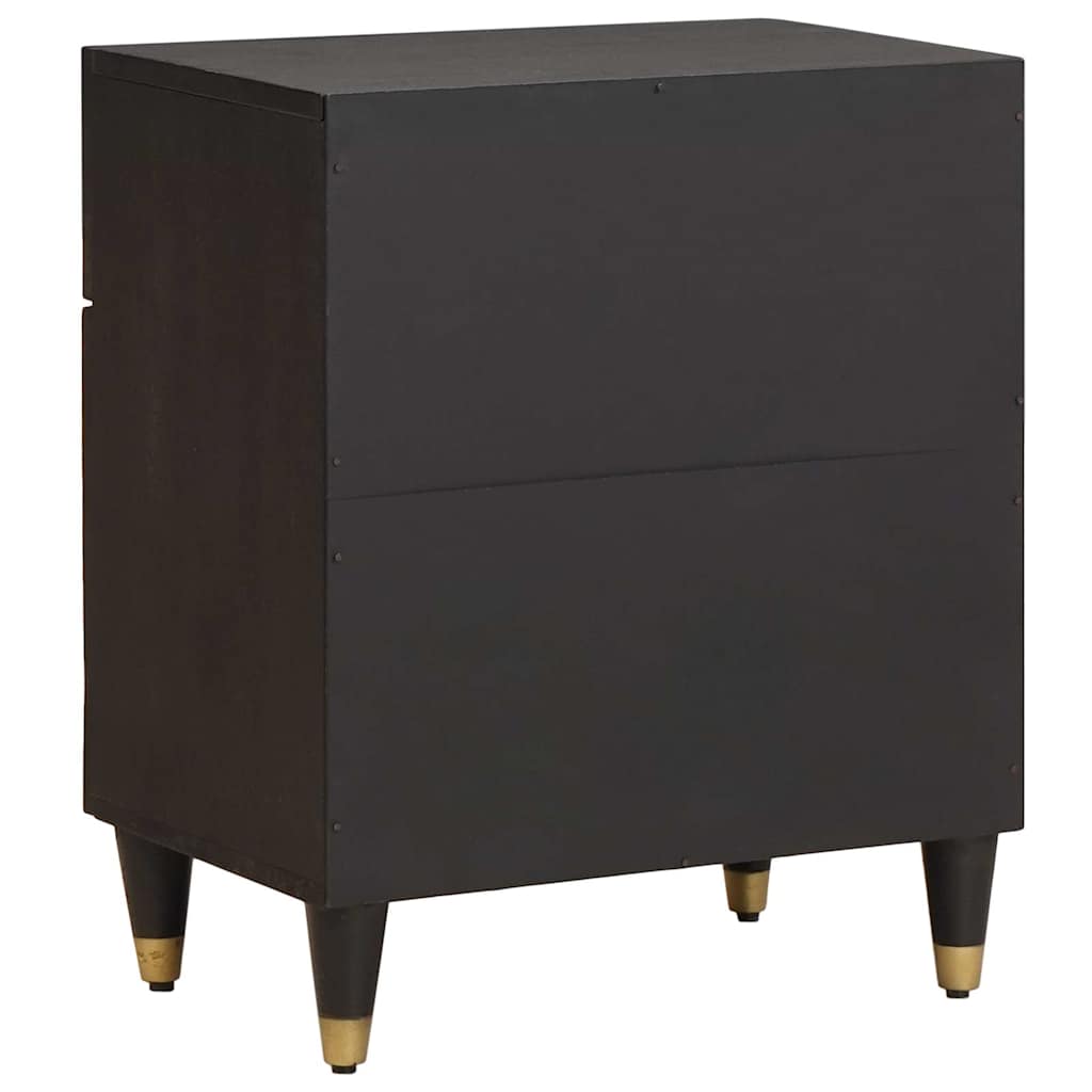 Comodino con porta Nero 50 x 33 x 60 cm Legno di mango massello | homemem39