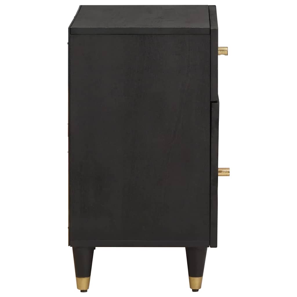 Comodino con porta Nero 50 x 33 x 60 cm Legno di mango massello | homemem39