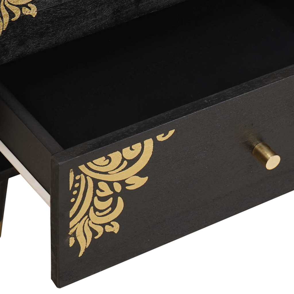 Armadio da Notte Nero 50 x 33 x 62 cm Legno di mango massello | homemem39