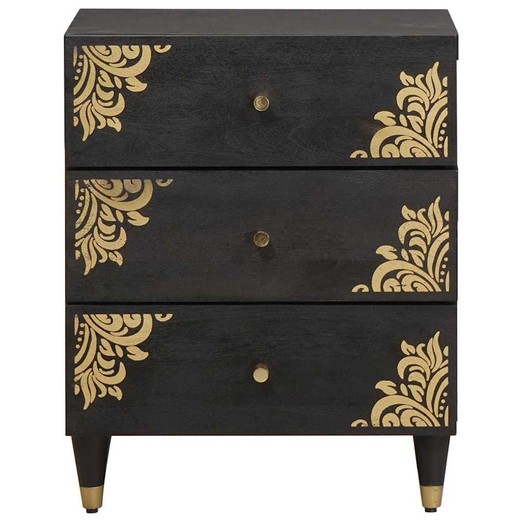 Armadio da Notte Nero 50 x 33 x 62 cm Legno di mango massello | homemem39