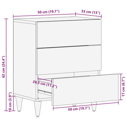 Armadio da Notte Nero 50 x 33 x 62 cm Legno di mango massello | homemem39