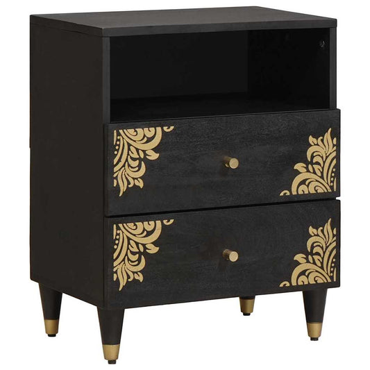 Armadio da Notte Nero 50 x 33 x 62 cm Legno di mango massello | homemem39