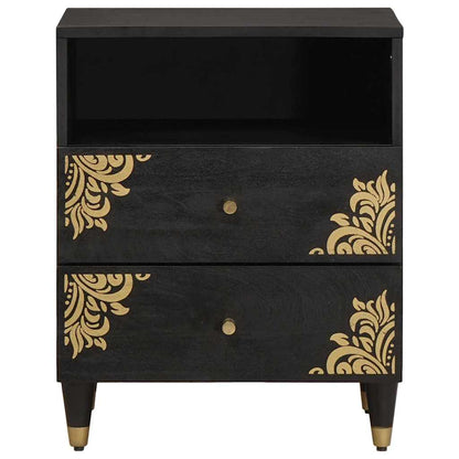 Armadio da Notte Nero 50 x 33 x 62 cm Legno di mango massello | homemem39