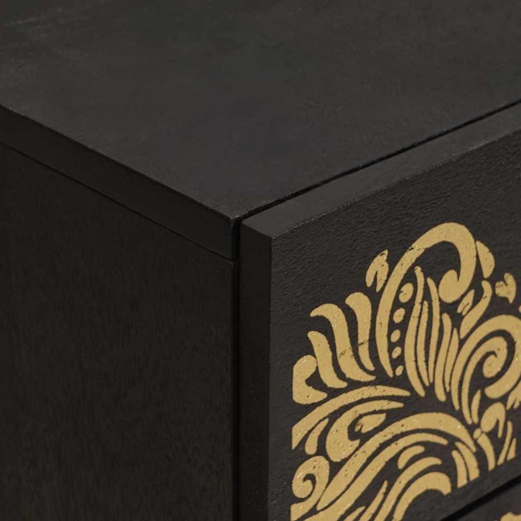 Comodino con porta Nero 50 x 33 x 60 cm Legno di mango massello | homemem39