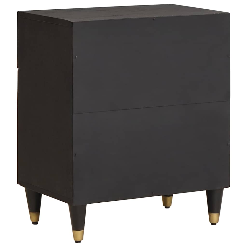 Comodino con porta Nero 50 x 33 x 60 cm Legno di mango massello | homemem39