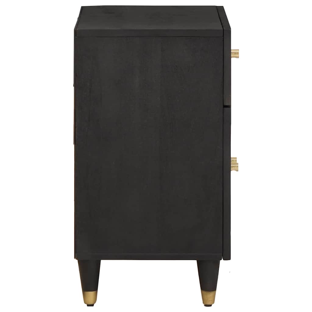 Comodino con porta Nero 50 x 33 x 60 cm Legno di mango massello | homemem39