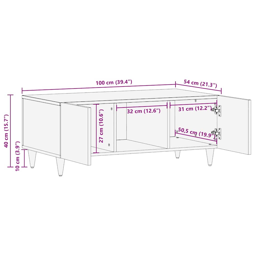 Tavolino da salotto Nero 100 x 54 x 40 cm | homemem39