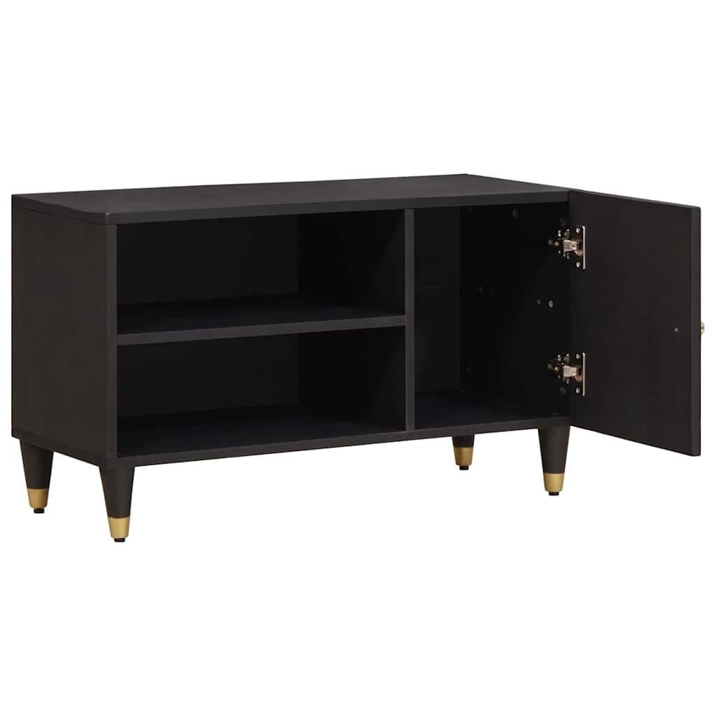 Mobile TV Nero 80 x 33 x 46 cm Legno di mango massello | homemem39