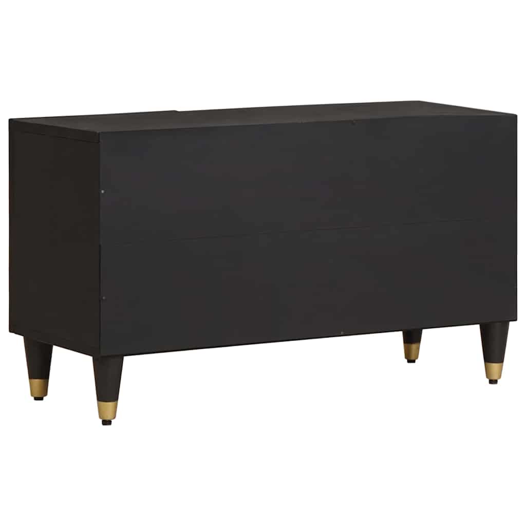 Mobile TV Nero 80 x 33 x 46 cm Legno di mango massello | homemem39