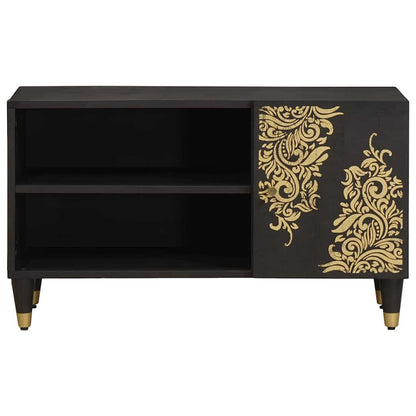 Mobile TV Nero 80 x 33 x 46 cm Legno di mango massello | homemem39
