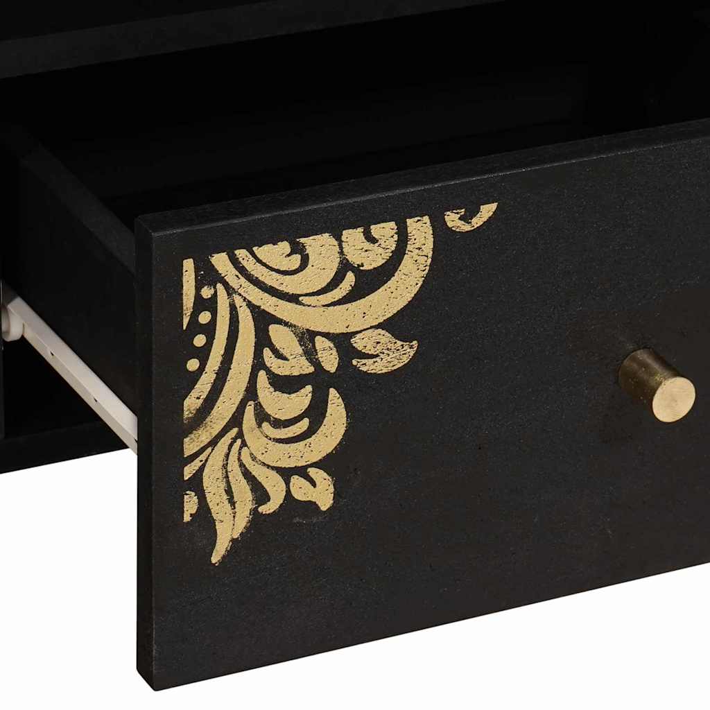 Mobile TV Nero 100 x 33 x 46 cm Legno di mango massello