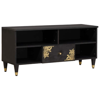 Mobile TV Nero 100 x 33 x 46 cm Legno di mango massello | homemem39