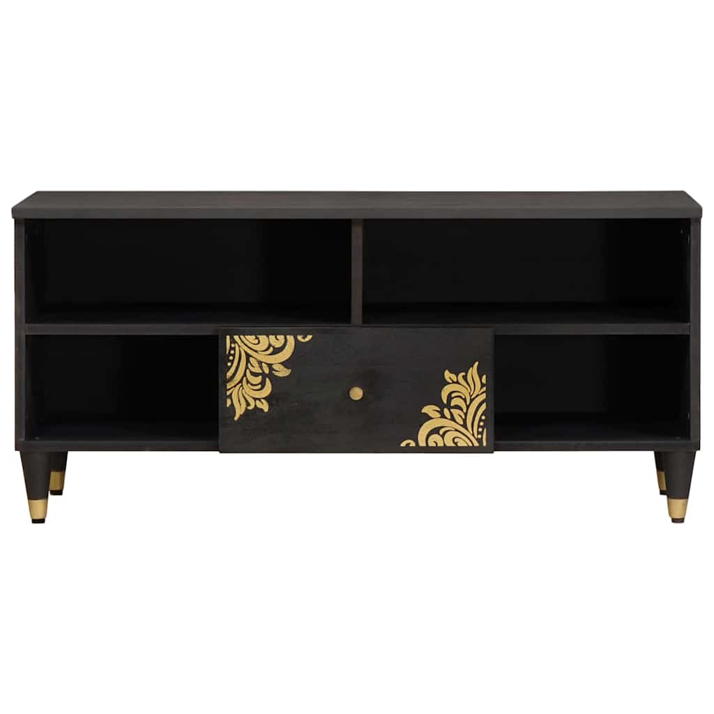 Mobile TV Nero 100 x 33 x 46 cm Legno di mango massello | homemem39