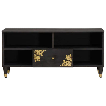 Mobile TV Nero 100 x 33 x 46 cm Legno di mango massello | homemem39