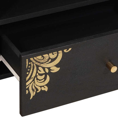 Mobile TV Nero 80 x 33 x 46 cm Legno di mango massello
