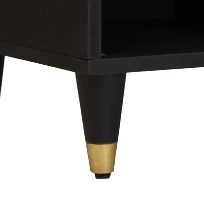 Mobile TV Nero 80 x 33 x 46 cm Legno di mango massello