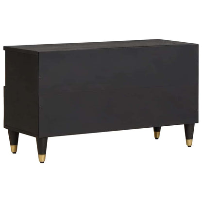 Mobile TV Nero 80 x 33 x 46 cm Legno di mango massello