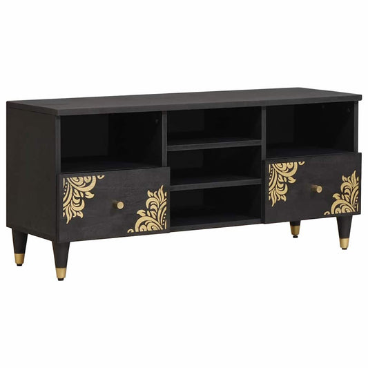 Mobile TV Nero 100 x 33 x 46 cm Legno di mango massello | homemem39