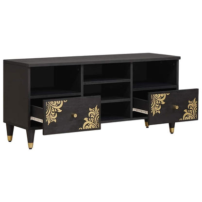 Mobile TV Nero 100 x 33 x 46 cm Legno di mango massello | homemem39