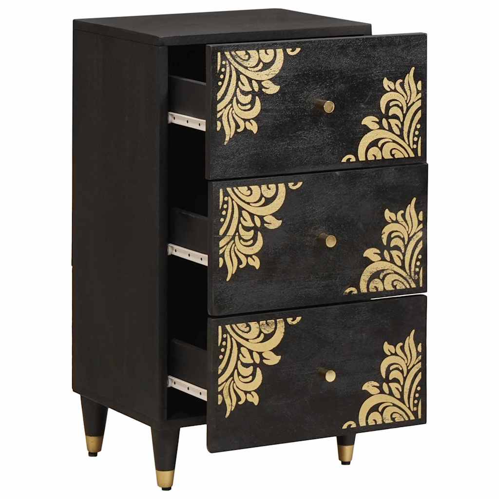 Credenza Nero 40 x 33 x 75 cm Legno di mango massello