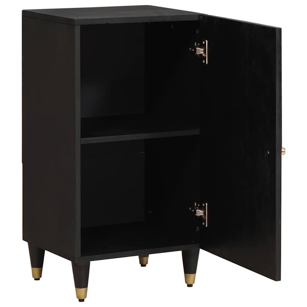 Credenza con porta Nero 40 x 33 x 75 cm Legno di mango massello