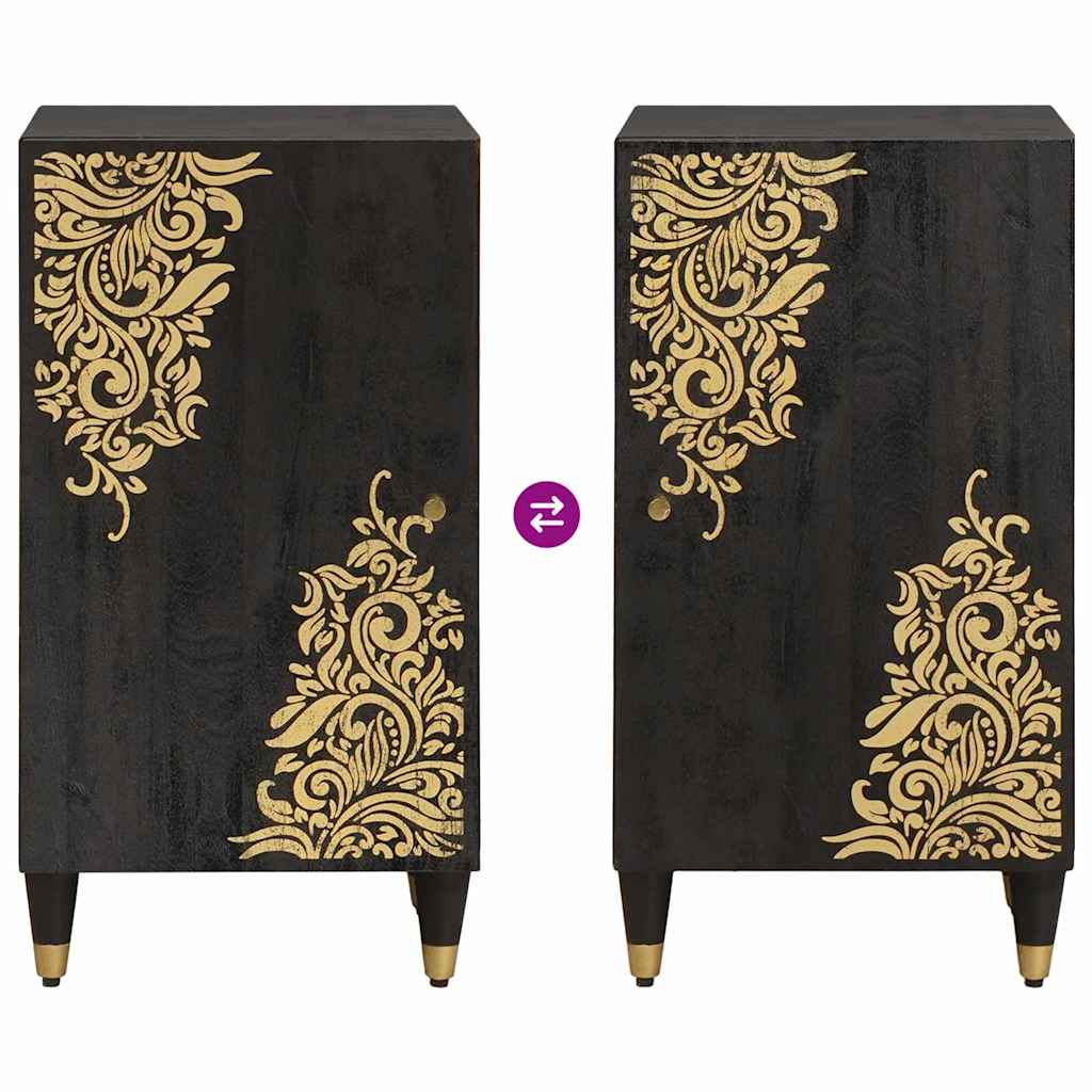 Credenza con porta Nero 40 x 33 x 75 cm Legno di mango massello