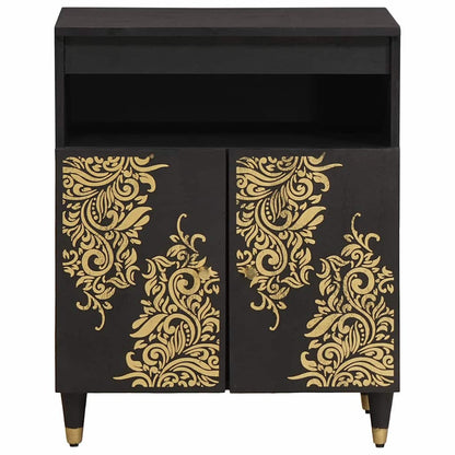 Credenza con porta Nero 60 x 33 x 75 cm Legno di mango massello | homemem39