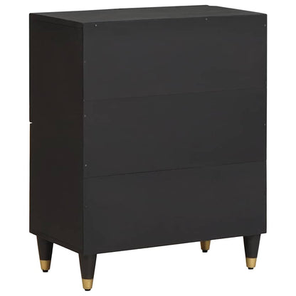 Credenza con porta Nero 60 x 33 x 75 cm Legno di mango massello | homemem39