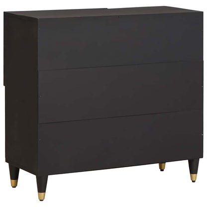 Credenza con porta Nero 80 x 33 x 75 cm Legno di mango massello