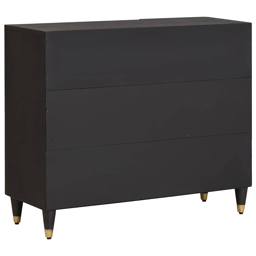 Credenza con porta Nero 90 x 33 x 75 cm Legno di mango massello | homemem39