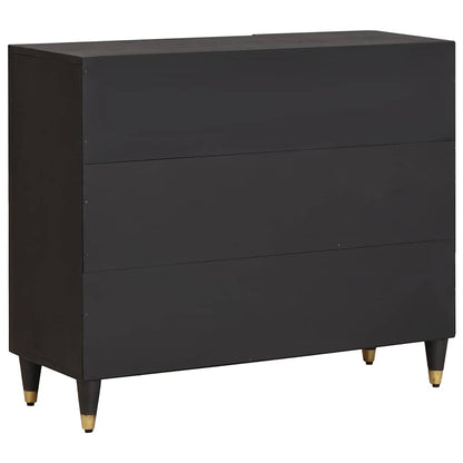 Credenza con porta Nero 90 x 33 x 75 cm Legno di mango massello | homemem39