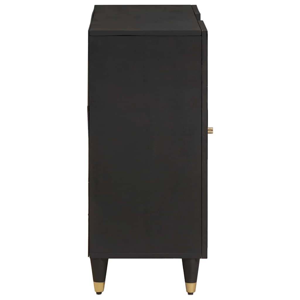 Credenza con porta Nero 90 x 33 x 75 cm Legno di mango massello | homemem39