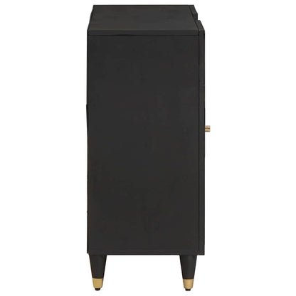 Credenza con porta Nero 90 x 33 x 75 cm Legno di mango massello | homemem39
