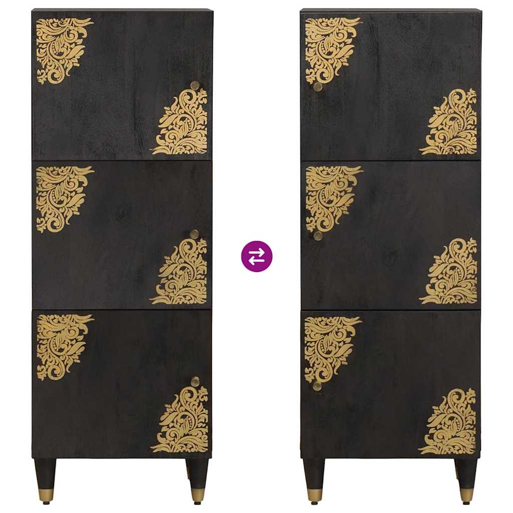 Credenza Nero 40 x 33 x 110 cm Legno di mango massello | homemem39