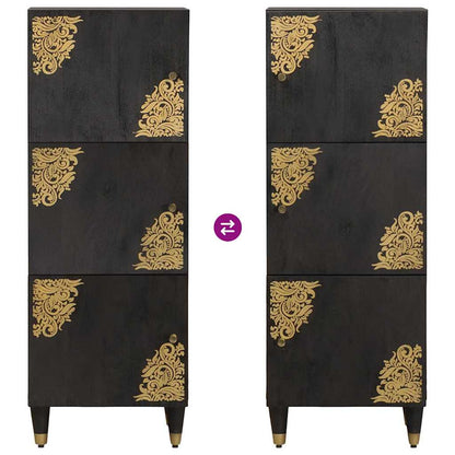 Credenza Nero 40 x 33 x 110 cm Legno di mango massello