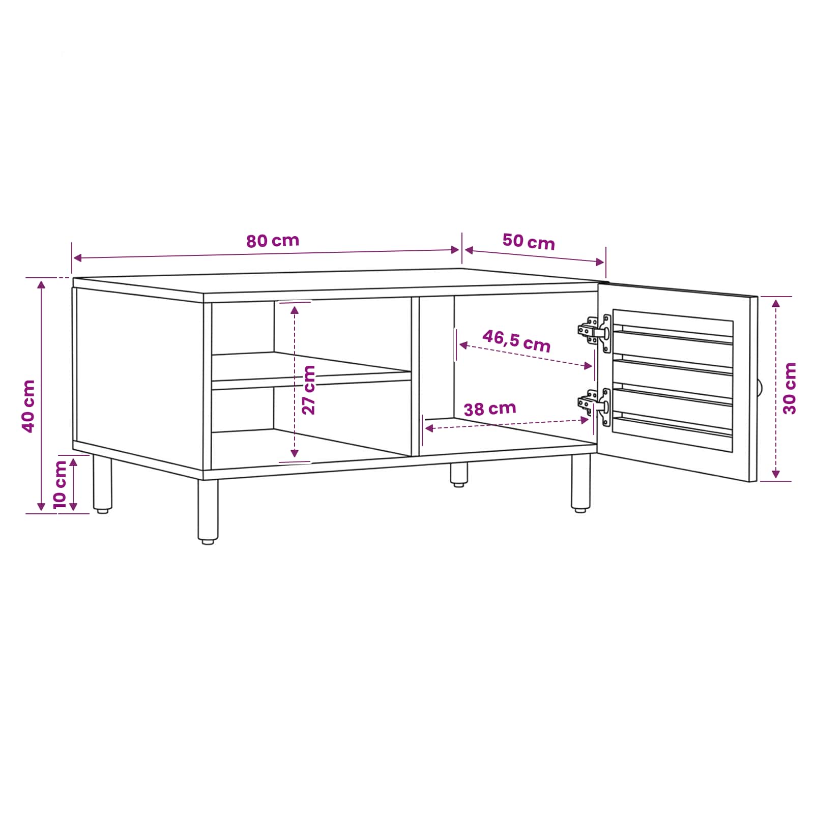 Tavolino da salotto Naturale 80 x 50 x 40 cm | homemem39