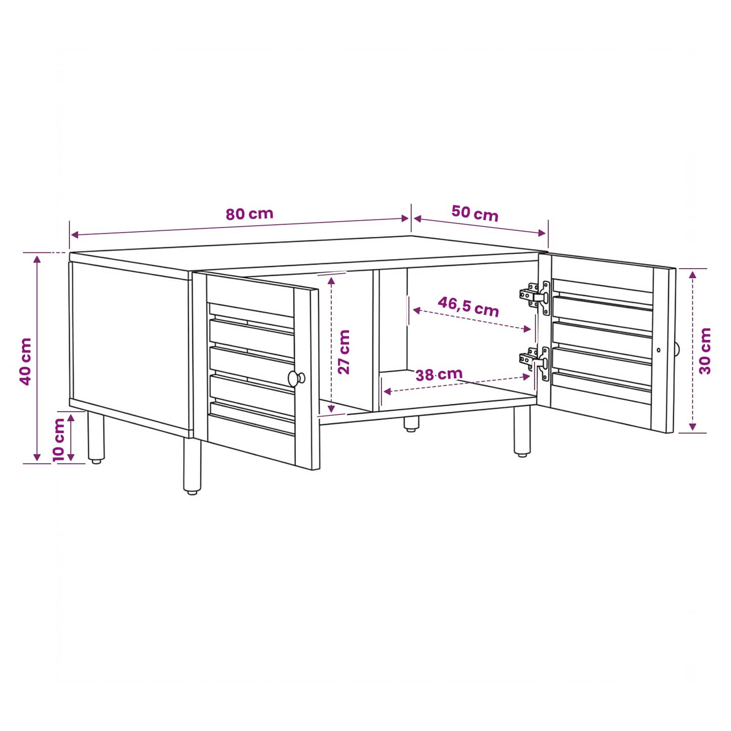 Tavolino da salotto Naturale 80 x 50 x 40 cm | homemem39