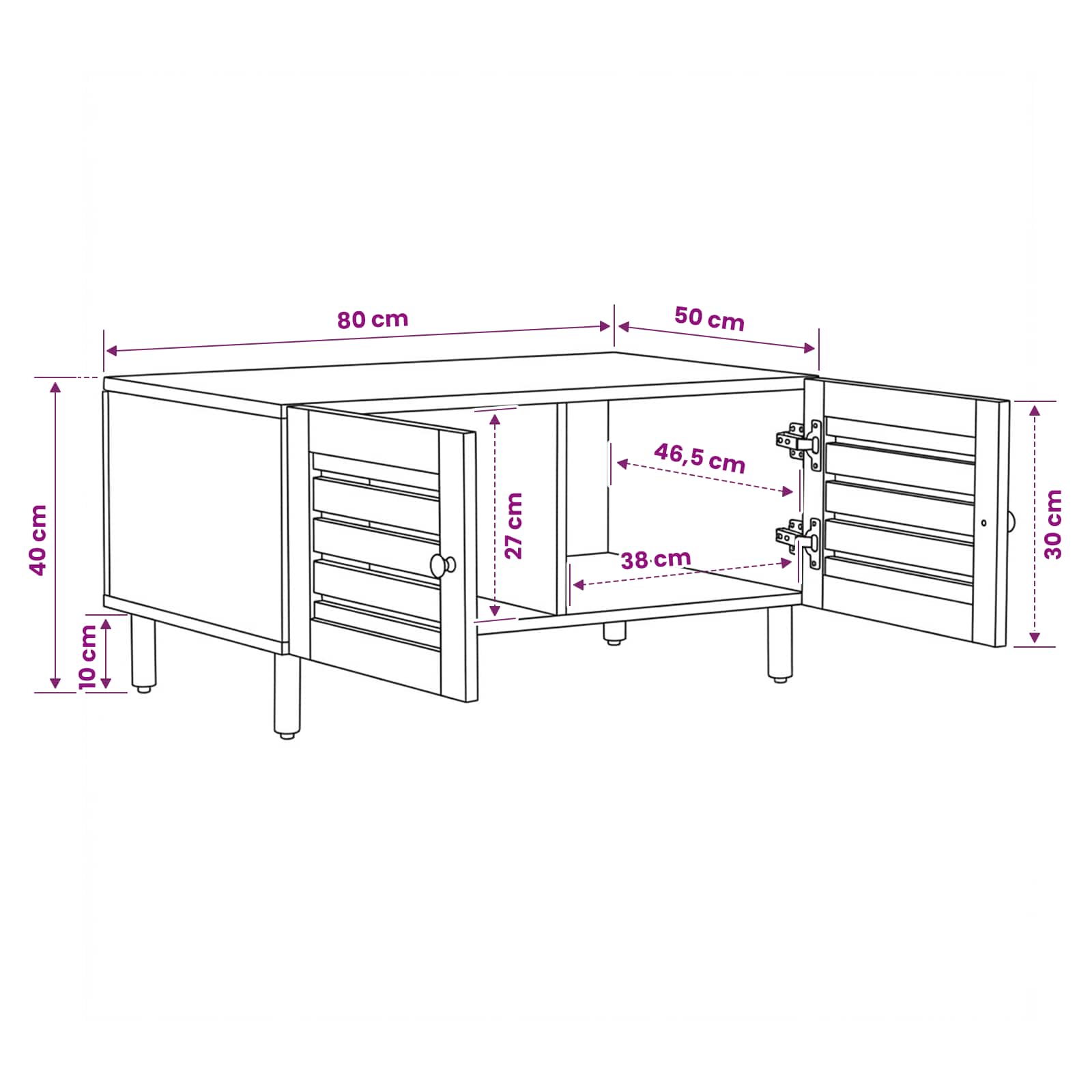 Tavolino da salotto Naturale 80 x 50 x 40 cm | homemem39
