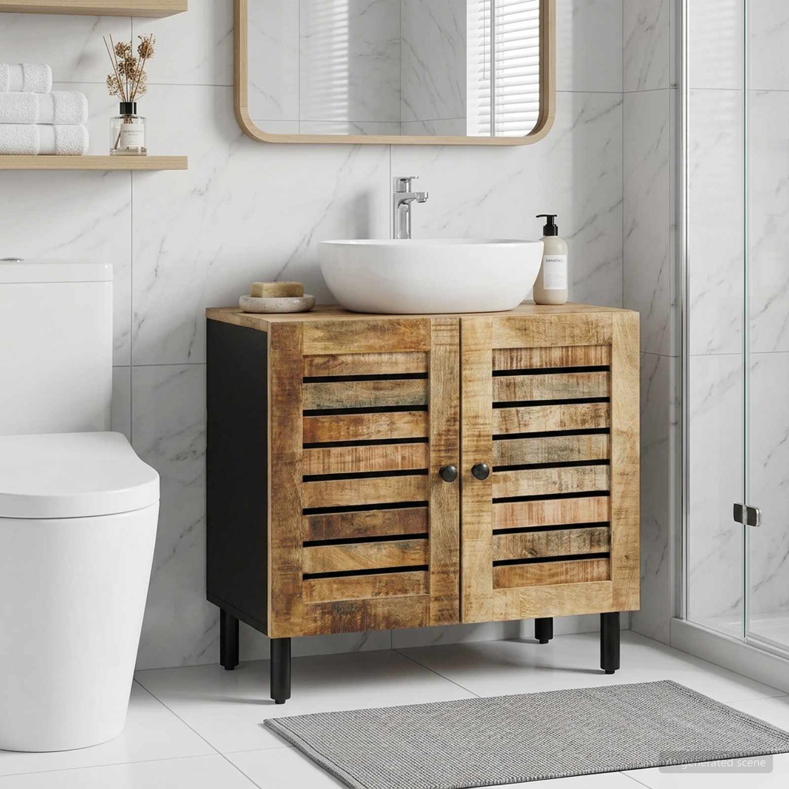 Armadio sottolavello con porta Marrone e Nero 62 x 33 x 58 cm | homemem39