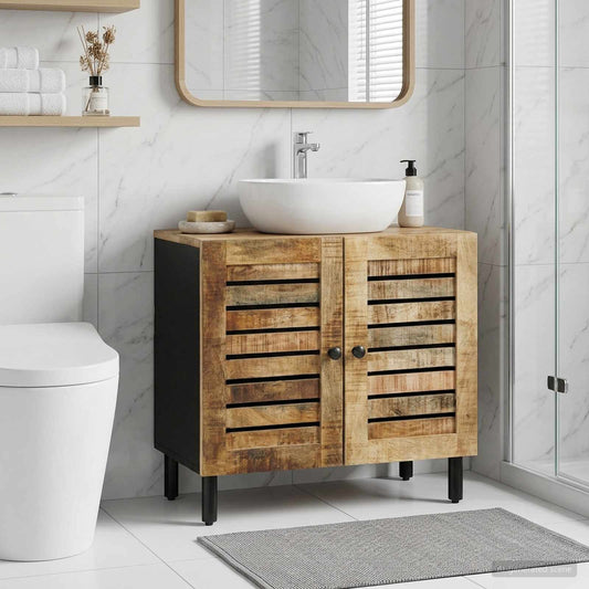 Armadio sottolavello con porta Marrone e Nero 62 x 33 x 58 cm | homemem39