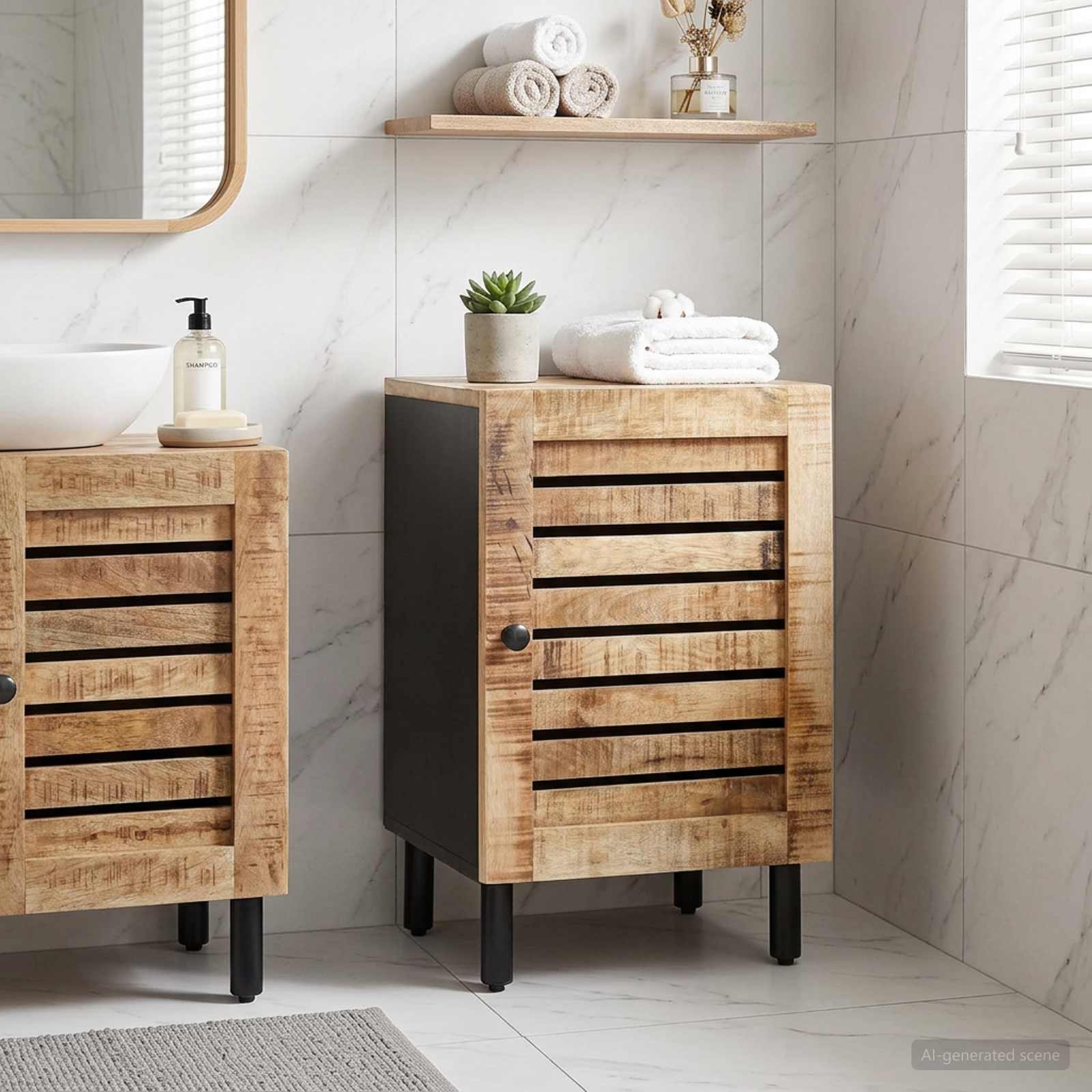 Mobile da Bagno con porta Marrone e Nero 38 x 33,5 x 58 cm | homemem39
