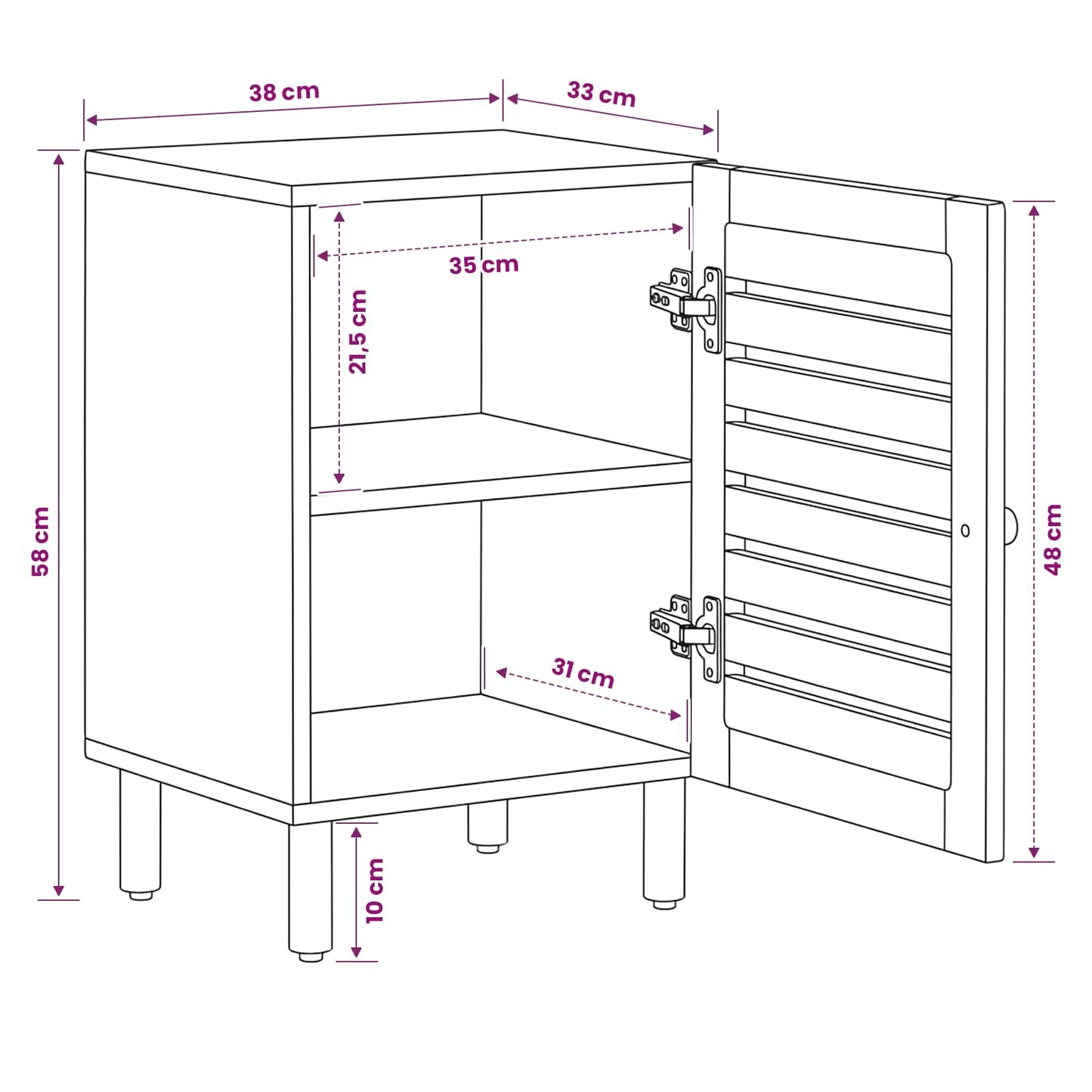 Mobile da Bagno con porta Marrone e Nero 38 x 33,5 x 58 cm | homemem39