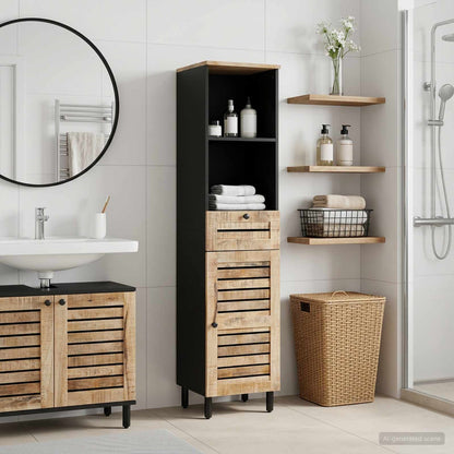 Mobile da Bagno con cassetto Marrone e Nero 38 x 33,5 x 160 cm | homemem39