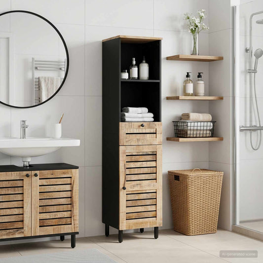 Mobile da Bagno con cassetto Marrone e Nero 38 x 33,5 x 160 cm | homemem39