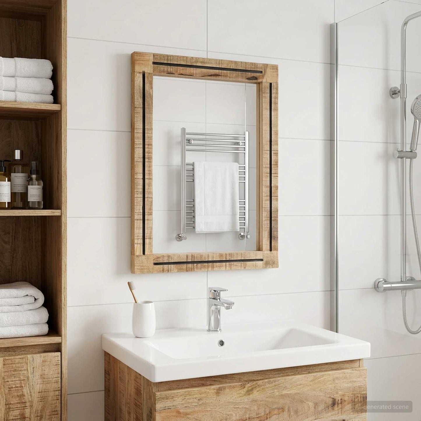 Specchio Montaggio a parete Marrone e Nero 70 x 50 x 3 cm Vetro | homemem39