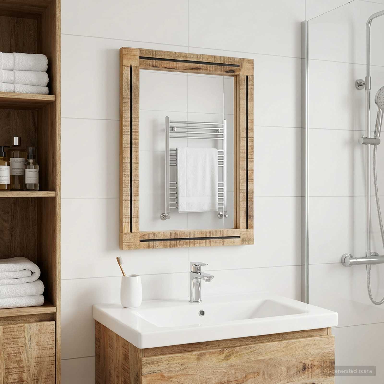 Specchio Montaggio a parete Marrone e Nero 70 x 50 x 3 cm Vetro | homemem39