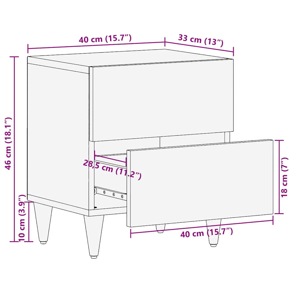 Armadio da Notte con cassetto Marrone 40 x 33,5 x 46 cm | homemem39
