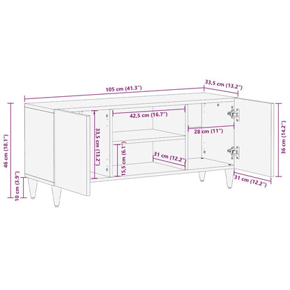 Mobile TV Marrone 105 x 33,5 x 46 cm Legno di mango massello | homemem39