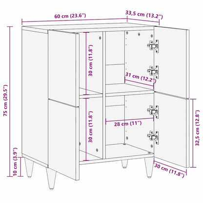 Credenza Marrone 60 x 33,5 x 75 cm Legno di mango massello